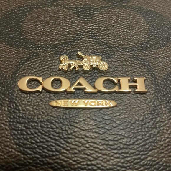 Coach Payton Hobo Handbag In Signature Coated Canvas Brown/Black - Picture 5 of 12
